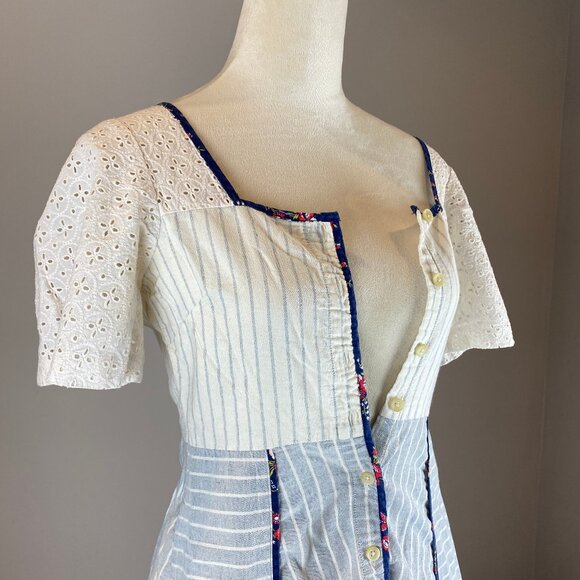 Madewell x The New Denim Project Patchwork Square-Neck Dress Women's Size 2 - Picture 4 of 16